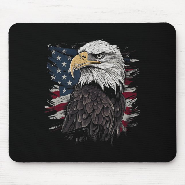 Bald Eagle USA American Flag Patriotic Graphic Men Mouse Pad (Front)