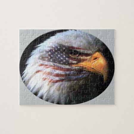 Bald Eagle - Usa Flag Jigsaw Puzzle
