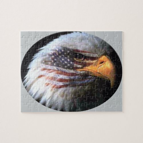 Bald Eagle _ USA Flag Jigsaw Puzzle