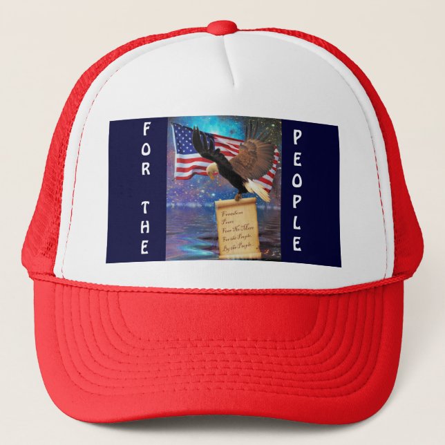 Bald Eagle & USA Flag Patriotic Cap (Front)