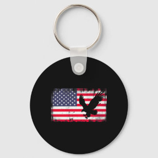 Bald Eagle Usa Flag Patriotic Fourth Of July Dom Keychain