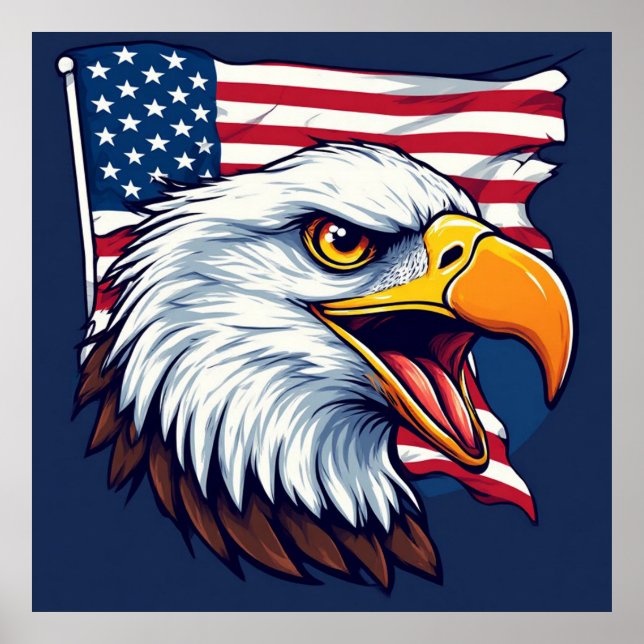 🦅 Bald Eagle USA Flag Wall Art For Patriotic Home (Front)