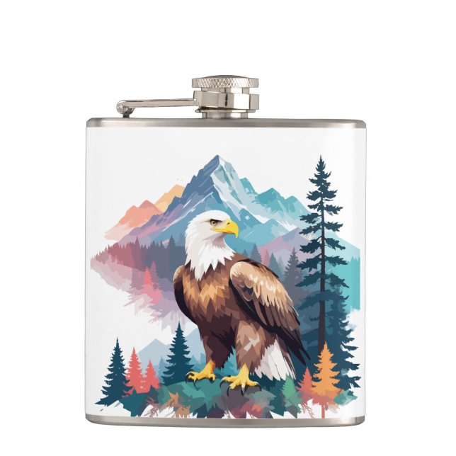 Bald Eagle Vector Art Animal Majestic Nature Flask (Front)