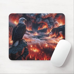 Bald Eagle Watching a Mountain Wildfire Mouse Pad