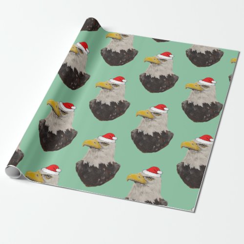 Bald Eagle wearing a Santa Hat   Wrapping Paper