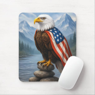 Bald Eagle Wearing an American Flag Cape Mouse Pad