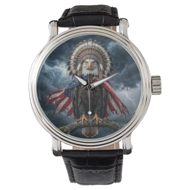 Bald Eagle Wearing an American Flag Cape Watch (Front)