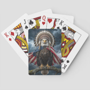 Bald Eagle Wearing an American Flag Poker Cards
