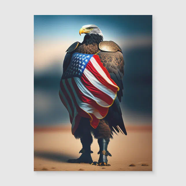 American Bald Eagle on Flag for Veteran's Day Wood Print