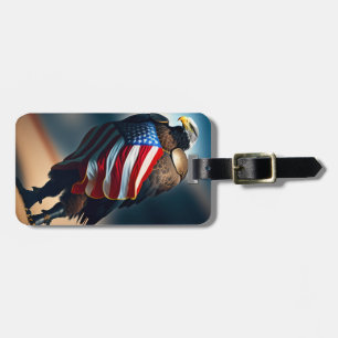 Bald Eagle Wearing Armor Holding An American Flag Luggage Tag