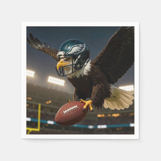 Bald Eagle Wearing Football Gear In Stadium Napkins (Front)