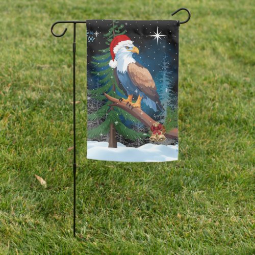 Bald Eagle Wearing Santa Hat Christmas Garden Flag