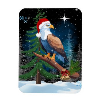 Bald Eagle Wearing Santa Hat Winter Scene Magnet by xgdesignsnyc at Zazzle