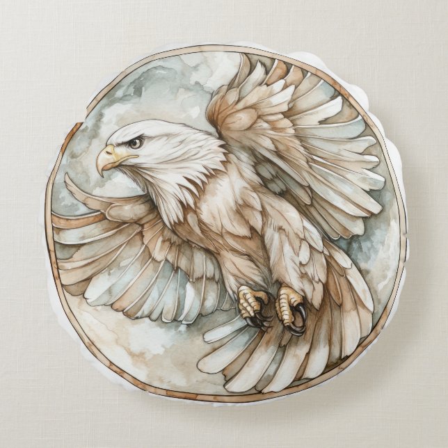 Bald Eagle Wild Tame and Timeless Collection Round Pillow (Front)