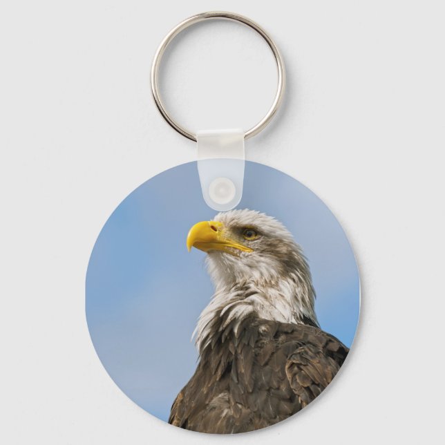 Bald Eagle Wildlife Portrait Art Keychain (Front)