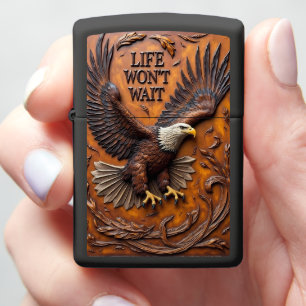Bald Eagle Wings Spread Motivational Text Zippo Lighter