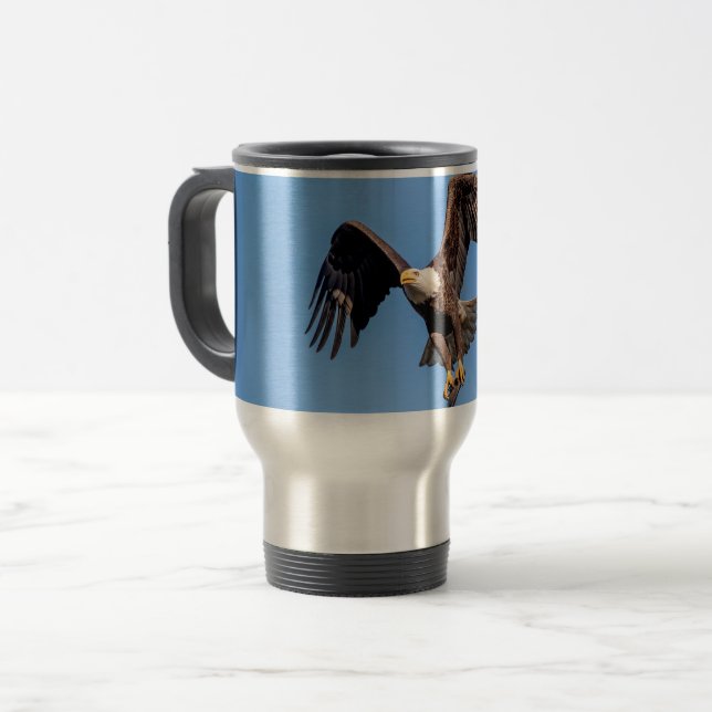 Bald Eagle with a fish Travel Mug (Front Left)