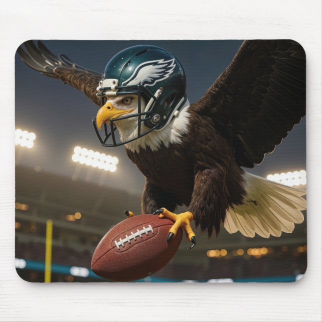 Bald Eagle With a Football and Helmet Mouse Pad (Front)