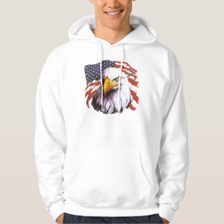 Bald Eagle With A Tear - USA Flag In Background Hoodie