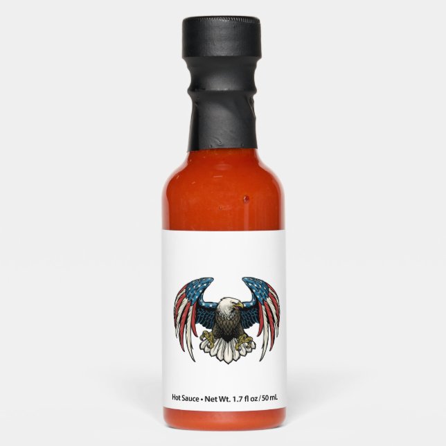 bald eagle with america flag col hot sauces (Front)