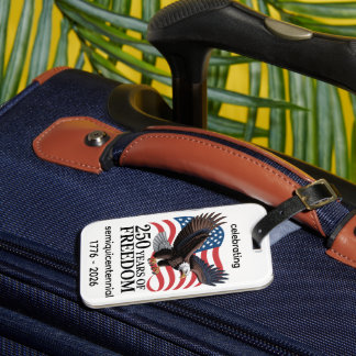 Bald Eagle with American Flag 250 Years of Freedom Luggage Tag