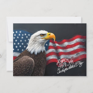 Bald Eagle with American Flag 4th of July Art