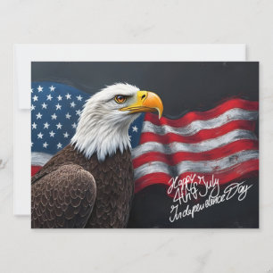 Bald Eagle with American Flag 4th of July Art
