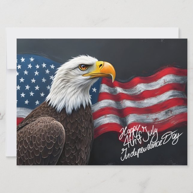 Bald Eagle with American Flag 4th of July Art (Front)