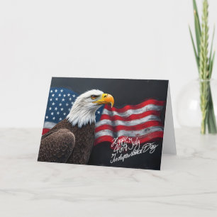 Bald Eagle with American Flag 4th of July Art Card