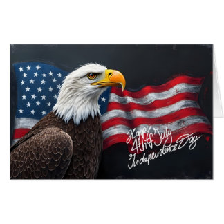 Bald Eagle with American Flag 4th of July Art Card