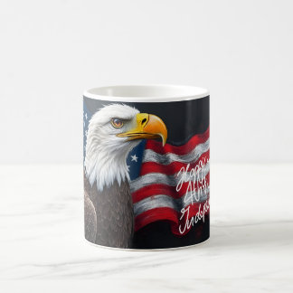 Bald Eagle with American Flag 4th of July Art Color Morph Mug