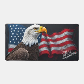 Bald Eagle with American Flag 4th of July Art Desk Mat