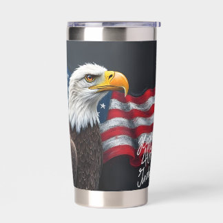 Bald Eagle with American Flag 4th of July Art Insulated Tumbler