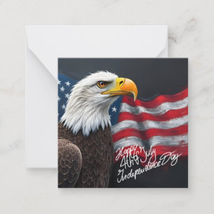 Bald Eagle with American Flag 4th of July Art Note Card