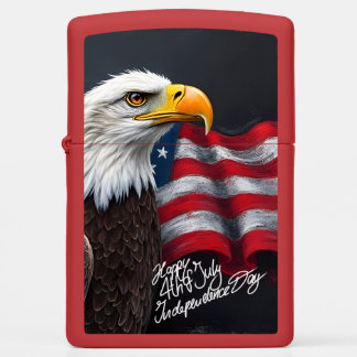 Bald Eagle with American Flag 4th of July Art Zippo Lighter