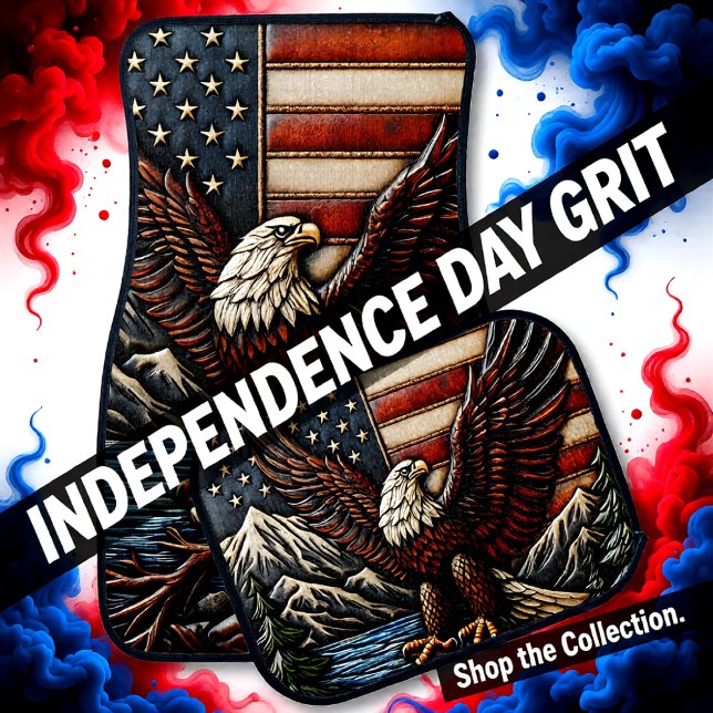 Bald Eagle With American Flag and Mountains Car Floor Mat (Creator Uploaded)