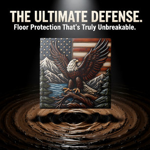 Bald Eagle With American Flag and Mountains Ceramic Tile