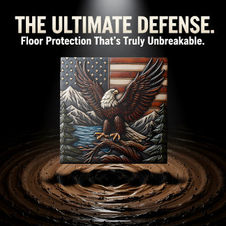 Bald Eagle With American Flag and Mountains Ceramic Tile