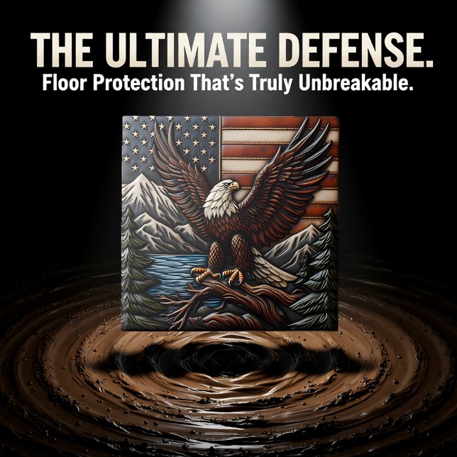 Bald Eagle With American Flag and Mountains Ceramic Tile (Creator Uploaded)