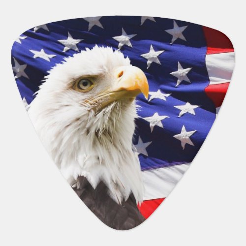 Bald Eagle with American Flag Background Guitar Pick