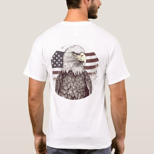 Bald Eagle with American Flag Circle T_Shirt