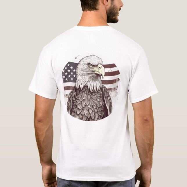Bald Eagle with American Flag Circle T-Shirt (Back)