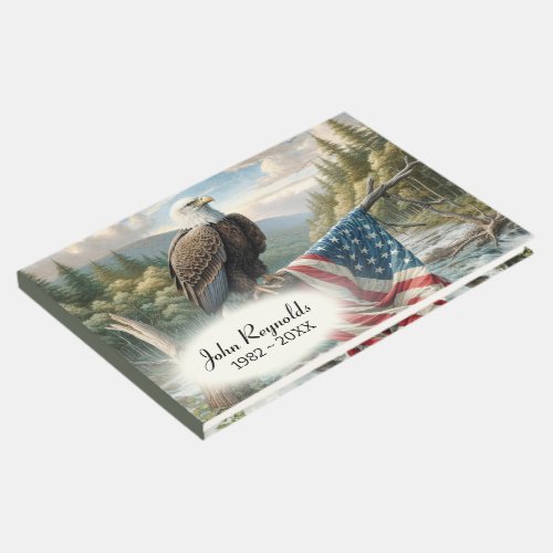 Bald Eagle With American Flag For Memorial Service Guest Book