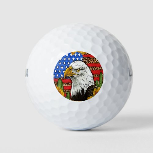 Bald eagle with american flag  golf balls