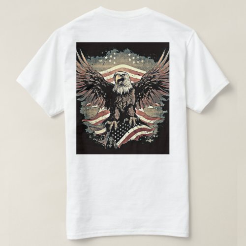 Bald Eagle with American Flag T_Shirt