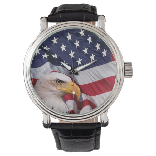 Bald Eagle with American Flag Watch
