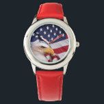 Bald Eagle with American Flag Watch<br><div class="desc">American Bald Eagle with flag background</div>