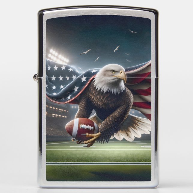 Bald Eagle With an American Football Zippo Lighter (Front)