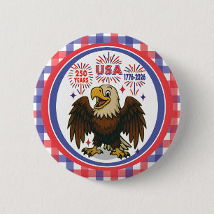 Bald Eagle with Fireworks– USA 250 Years 1776-2026 Button