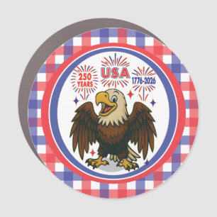 Bald Eagle with Fireworks– USA 250 Years 1776-2026 Car Magnet